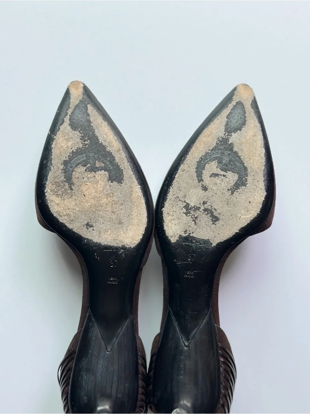 Giorgio Armani Vintage Suede Brown D’Orsay Pump Heels